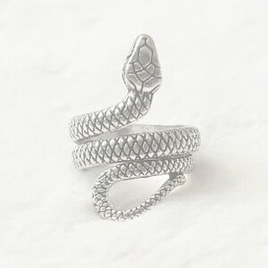 5/$15 🩷 MUST BUNDLE Silver Snake Wrap Reptile Ring - Silver Coil Design